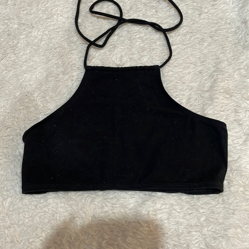 UO black highneck halter top